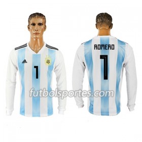 Camisetas Argentina Romero 1 Primera Equipacion Mundial 2018 Manga Larga